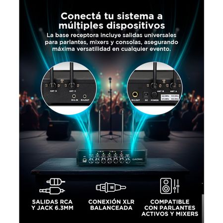 Micrófono Inalámbrico Profesional Gadnic BT408 Bluetooth UHF