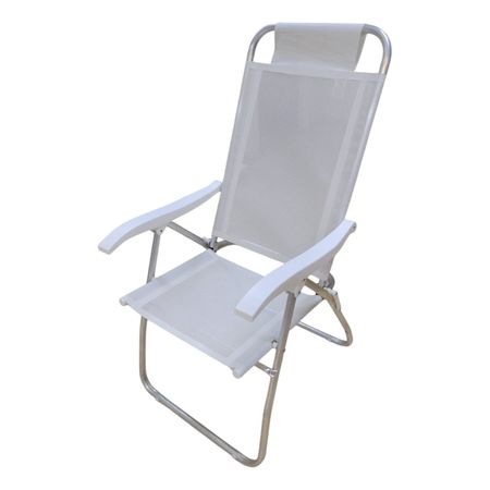 Reposera 4 Posiciones Bel Aluminio Poliester Pvc Blanco Blanco