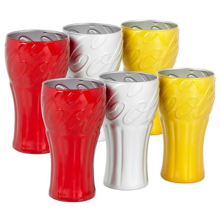 Set x 9 Vasos Vidrio Coca Cola Color Metalizado 350 ml Pasabahce