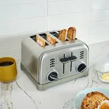 Tostadora Cuisinart CPT180AR Metal Classic 4 Rebanadas 1800W 6 Niveles de Tostado Doble Control Bagel/Descongelar Acero Inoxidable