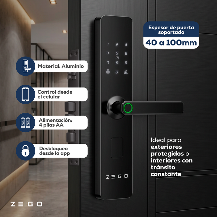 Cerradura Smart Digital Wifi Zego Tarjeta App 6068 Steel-line Negro - Vista 3