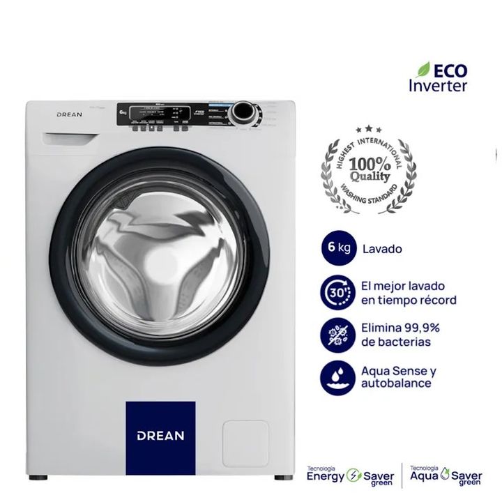Lavarropas Drean 6Kg 800Rpm Inverter Lcfdr0608Lb1 - Vista 3