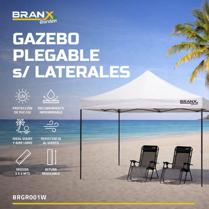GAZEBO VERDE SIN LATERALES 3x3 mts - Vista 2