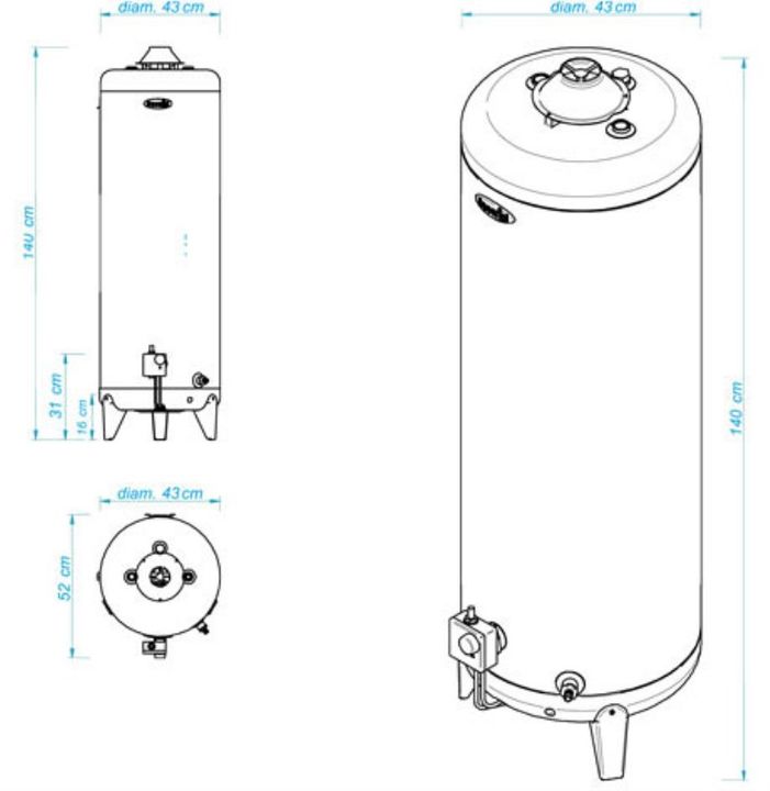 Termotanque Multigas Escorial Carga Superior 120L - Vista 4
