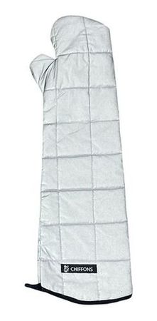 Manopla Guante Agarradera Para Horno 56 Cm Térmica Codo Cuot Plateado