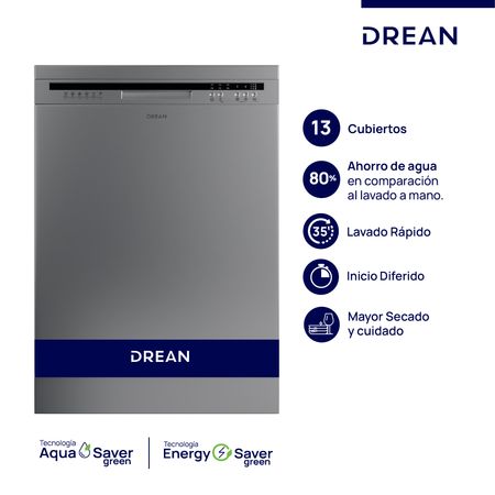 Lavavajillas 13 cubiertos Inoxidable Drean LVDR1306CI0