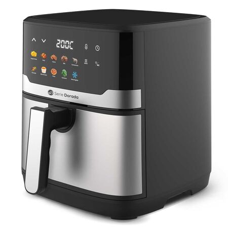 Freidora De Aire Serie Dorada 7.5 Ltr - 1700w Display Digital - Cuerpo Frontal De Acero Inoxidable