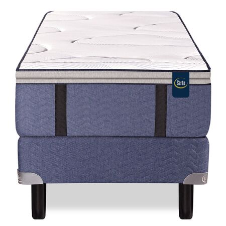 Colchon y Sommier Serta Pensilvania 1 Plaza y Media 90x190x32 de Resortes Pocket Con Pillow Inteligente Viscoelastico