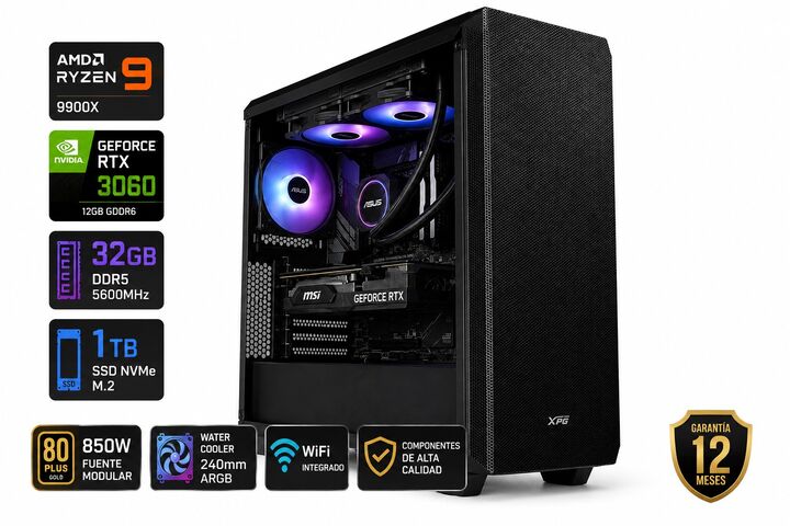 PC ALTA GAMA. IDEAL PARA DISEÑADOR GRAFICO-CREADORES DE CONTENIDO- ARQUITECTURA.- JUEGOS DE ALTA GAMA: PROCESADOR R9 9900 CON CPU LIQUIDO COOLER ASUS Y TARJETA GRAFICA. 1TB. 32 GB. - Vista 1