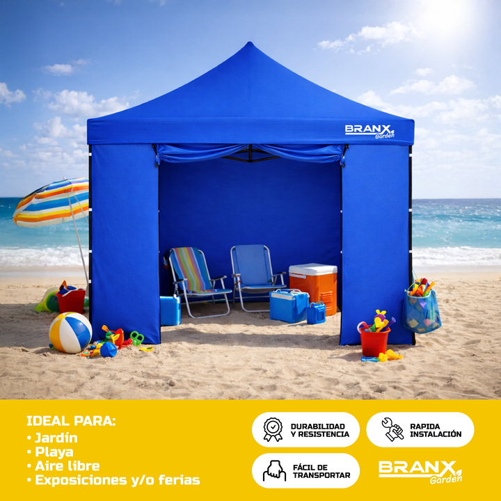 Gazebo 3x3 Metros Paredes Puerta Branx Autoarmable Plegable - Vista 7