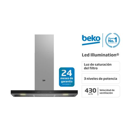 Campana T-Box Táctil Beko 90cm Acero Inoxidable Con Led