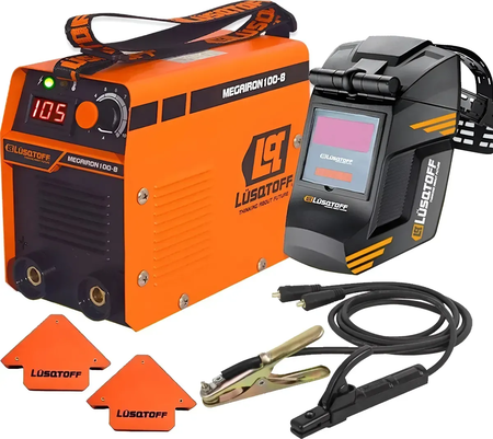 Soldadora Inverter Lusqtoff Megairon100 +mascara Y Escuadras Naranja/negro
