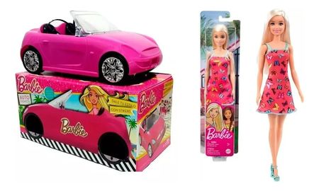 Combo Barbie Auto Fashion 710 + Muñeca T7439 Original Mattel
