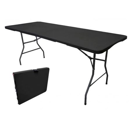 Mesa Plegable Multiuso Con Estructura De Acero 1.50 Mts Garden Life T404001 Negro