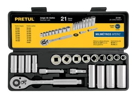 Juego De Llaves Petrul Set 21 Tubos Para Mecanico + Estuche