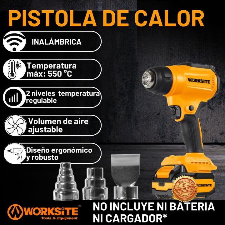 Pistola De Calor A Batería 21v Worksite Con Boquillas 550° - Vista 4