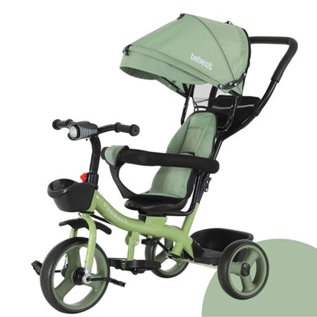 Triciclo Con Barral Y Capota Asiento Giratorio 360° Verde Claro Bebesit Sl-1870-v1n Joy Premium