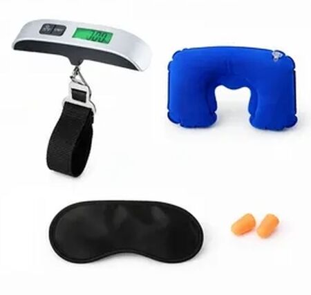 Balanza de equipaje digital + almohada inflable + antifaz