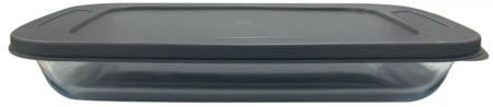 Fuente Rectangular De Vidrio Para Horno Con Tapa Gris 29x34x5 cm