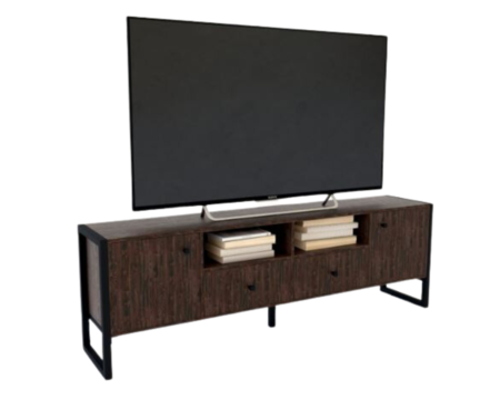 Rack Steel 37x183x59 Patas Hierro Dst05rt Roble Termo Negro Delos