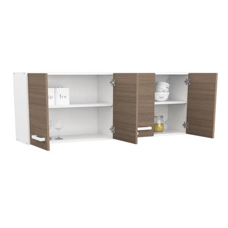 ALACENA MUEBLE DE COCINA MOSCONI EXPRESS 140 CM MELAMINA 10185 COLOR BLANCO FRENTE CARVALHO MEZZO