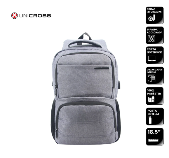 Mochila porta Notebook Unicross Soul 18" USB - Vista 1