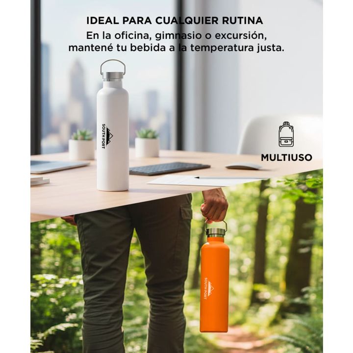 Botella Naranja South Port Térmica Deportiva 750ml Acero Inoxidable - Vista 5