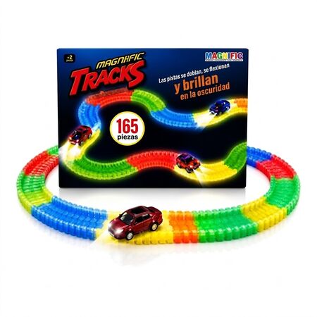 Pista Magnific Tracks 165 piezas auto luminoso multicolor