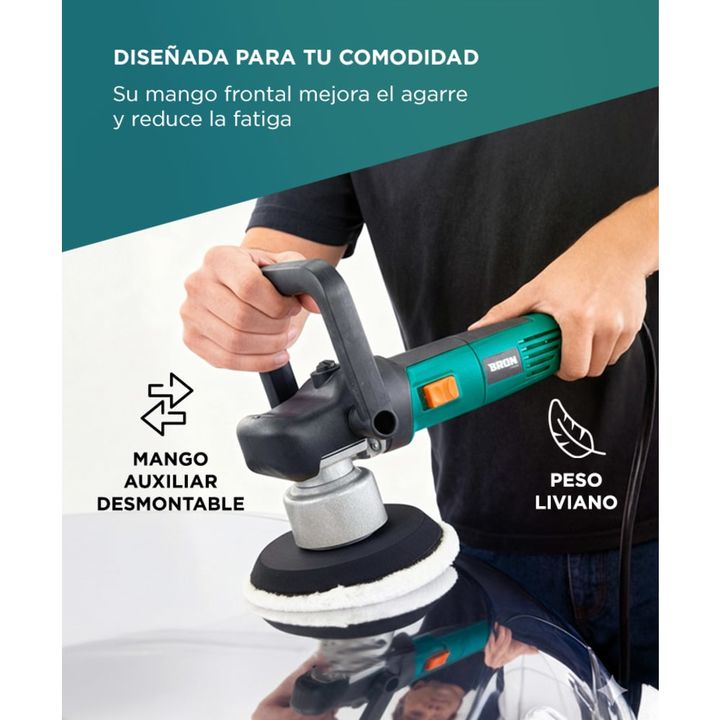 Pulidora Eléctrica BRON By Gadnic 850W Orbital Doble Acción 150mm 2000 A 6400 RPM - Vista 5