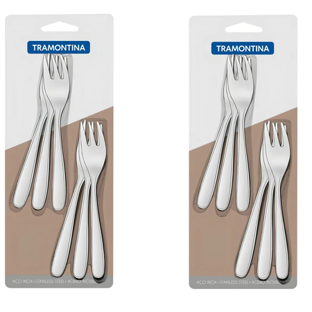 Set 12 Tenedores Postre Torta Tramontina Maresias Acero Inox Plateado
