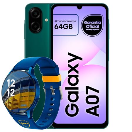 Celular Samsung Galaxy A07 64GB verde + Smartwatch Colmi Boca I28 Azul