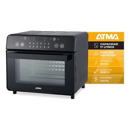 Horno Grill Y Freidora De Aire Atma 17Lt Negro HGFAB1725PI