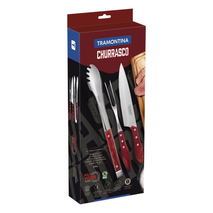 Juego Utensilios Para Asado 3 Pzs Tramontina Churrasco - Vista 1