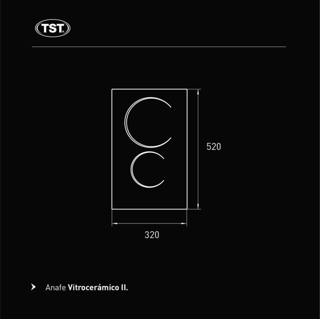 Anafe Electrico TST Vitroceramico Blanco 2 Hornallas - Vista 3