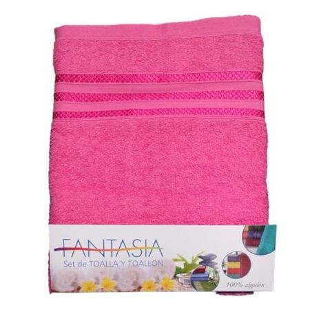 JGO. TOALLA Y TOALLON 380 GRS FANTASIA FUCSIA