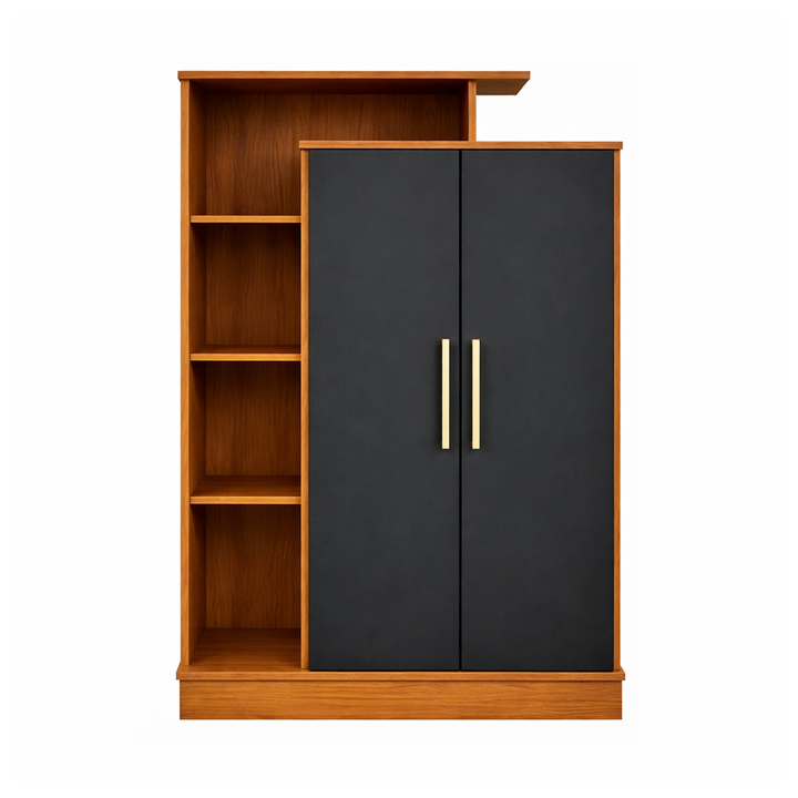Modular Multifuncion 2 Puertas y 3 Estantes Organizador Grafito Teca Maximo Fortaleza - Vista 4