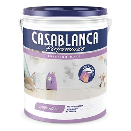 Pintura Casablanca Performance Interior Superlavable 10Lts