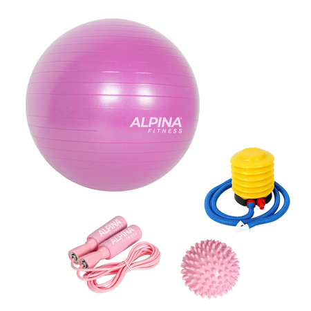 Kit Pelota Pilates Yoga 45 Cm Soga Pelota Inflador Alpina Rosa