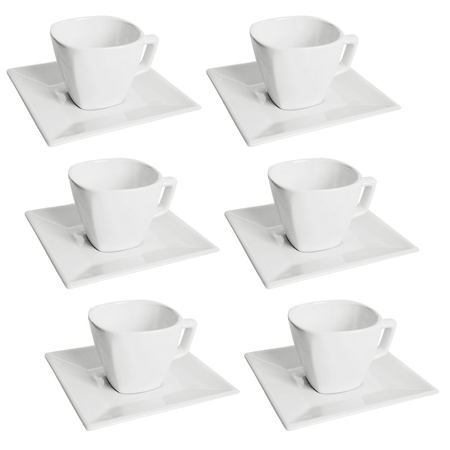 Cuadrado Blanco - Set X6 Tazas De Te Con Plato - Oxford