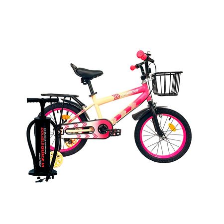 Combo Bicicleta Niña Randers Rodado 16 Rosa + Inflador Intex Double Quick