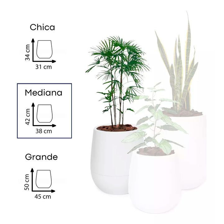 Maceta Autorriego Uovo Mediana Beruplast Blanco 42cm - Vista 3