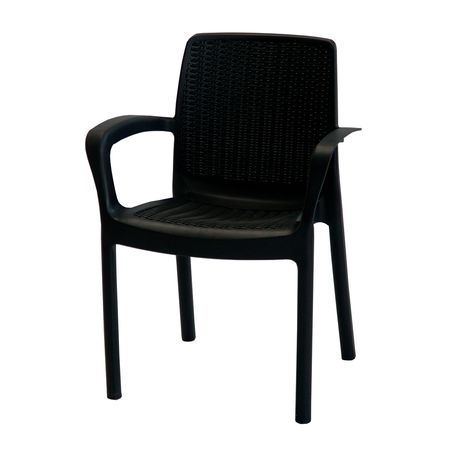 Silla Plástica Símil Ratán Guinea Negro Voss2000