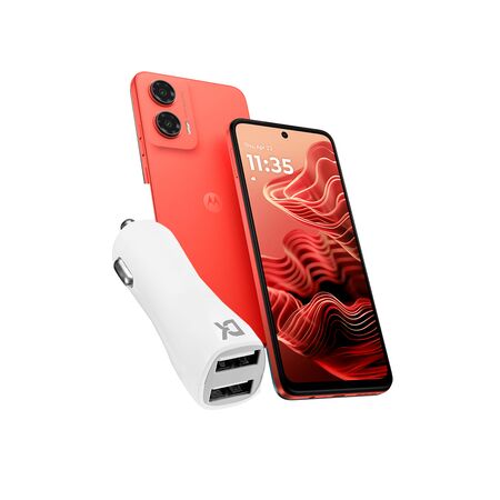Combo de Celular Motorola Moto G35 Rojo 4+256GB + Cargador Dekkin USB