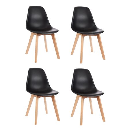 Combo X4 Sillas Magnolia Negra Asiento Y Respaldo Garden Life F908601X4