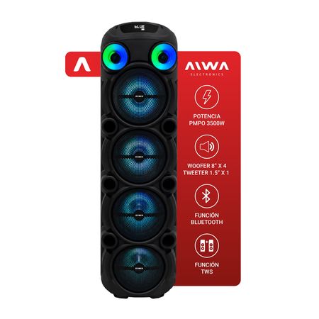 Parlante Torre AIWA Bluetooth Con Luces Led Y Radio FM