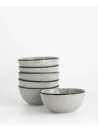 Set De 6 Bowl Pedra Rocha Vajilla Porcelana Gris