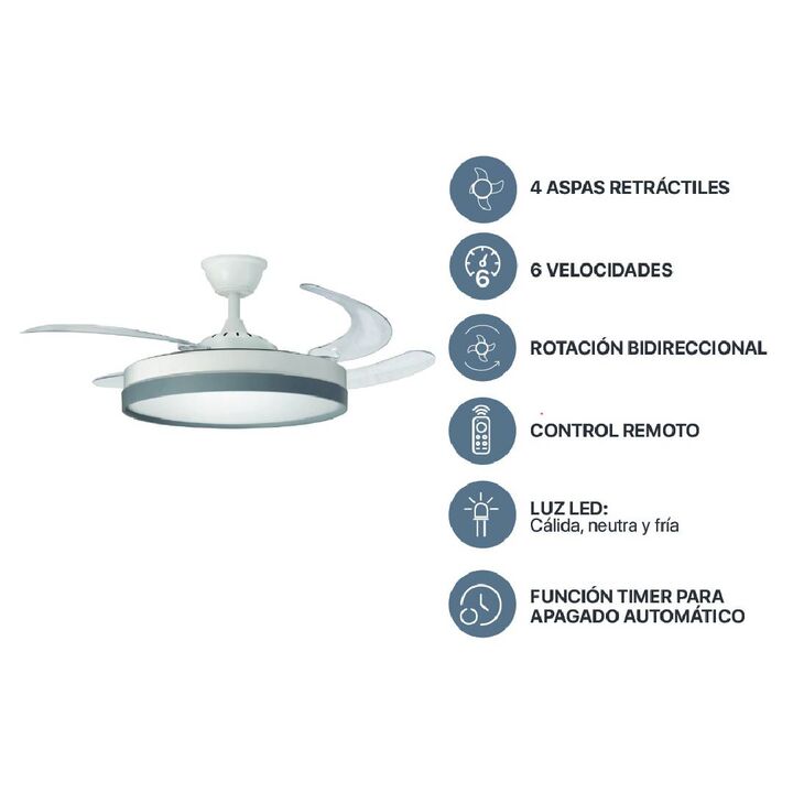 Ventilador de Techo Retráctil Línea Premium Blanco - CODINI - Vista 1