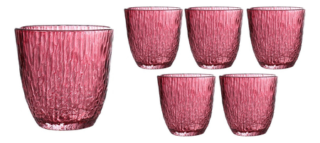 Set 6 Vasos De Vidrio Labrado Bajo Vintage 300ml Col Acqua