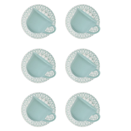 SET X 6 TAZAS DE TE 200CC CON PLATO MANDALA OXFORD
