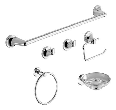 Set De Accesorios Nova Kit Para Baño 6 Pzas Hydros Cromo
